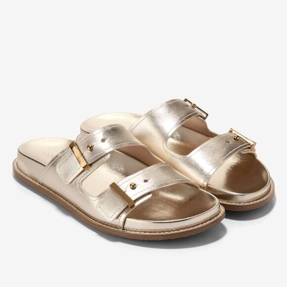 Cole Haan Women's Marisol Footbed Sandals Soft Gold Leather Size 7 - Picture 1 of 9